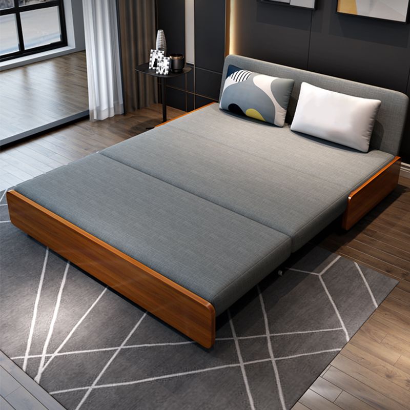 1/2-Seat Linen & Wood Folding Sofa 2 Pillows Sofa Bed with Storage