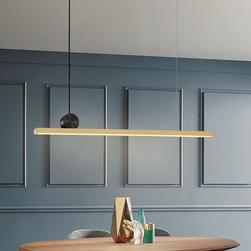 Simplicidad de latón Línea recta Led Island Light Nordic Style Cocina Bar de iluminación de iluminación en luz cálida