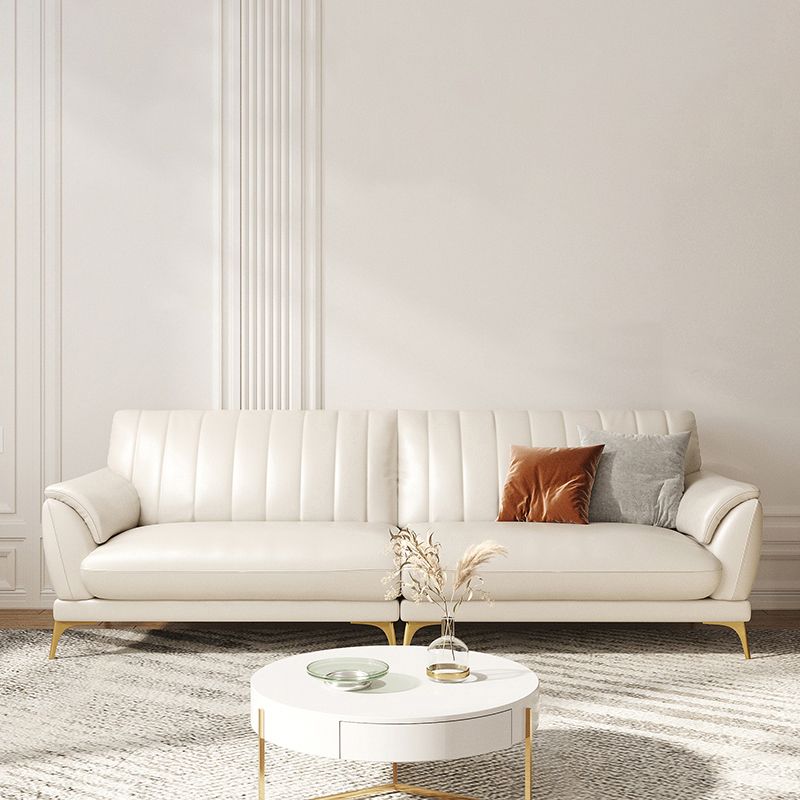 Leather Stain Resistant Sofa Contemporary Standard Pillow Top Arm Settee Couch