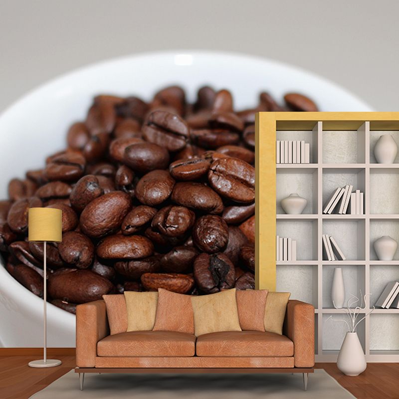 Roasted Coffee Beans Wall Mural for Coffee Shop Mildew Resistant Wall Covering