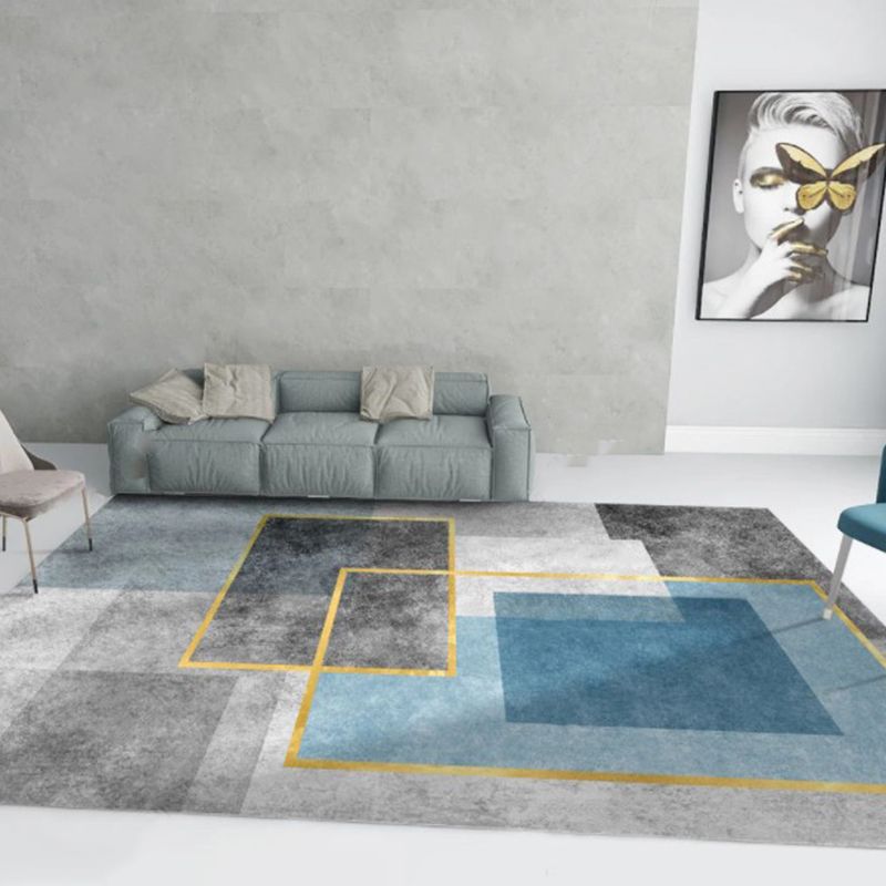 Modern Geometry Home Decoration Rug Polyester Glam Area Carpet Stain Resistant Indoor Carpet