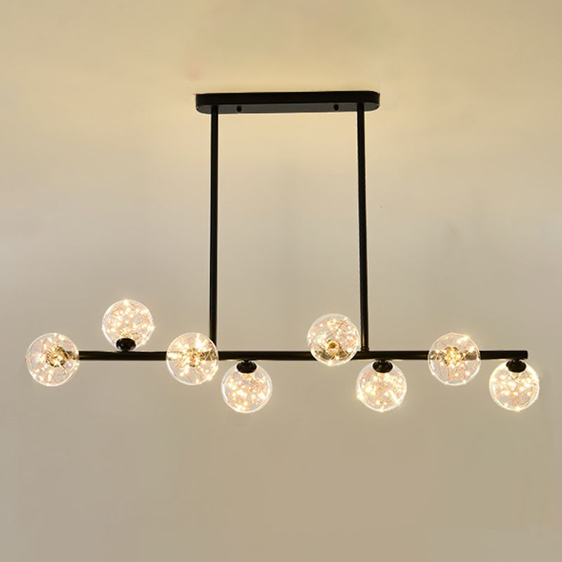 Zeitgenössischer Anhänger Lichter Globe Metal Island Kronleuchter mit Glasschatten