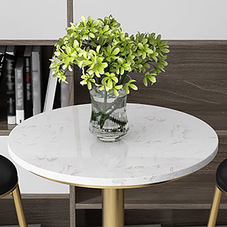 Glam Style Gold Metal Bar Table 21.6"W Top Marble Indoor Bistro Table