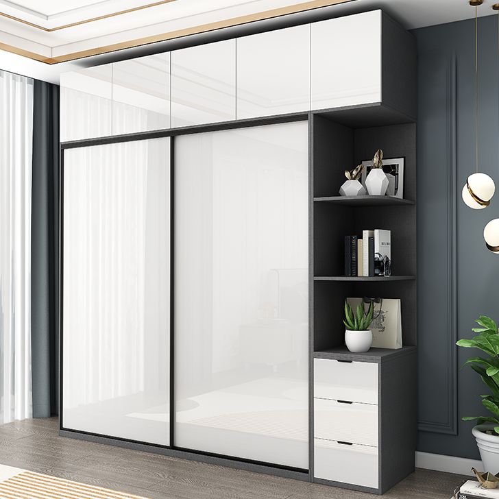 Modern Wooden Wardrobe White Bedroom Wardrobe Closet with 2 Doors