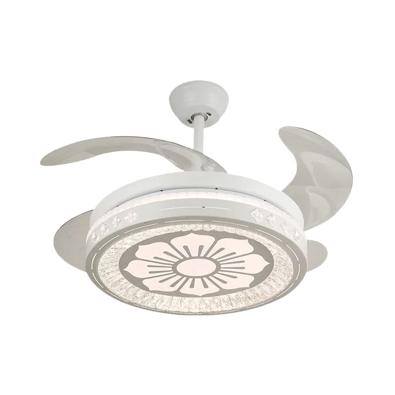 Simpulla Light a fiiling semifulò da 19 "Luce a filo rotondo a sospensione con tonalità acrilica, 4 lame