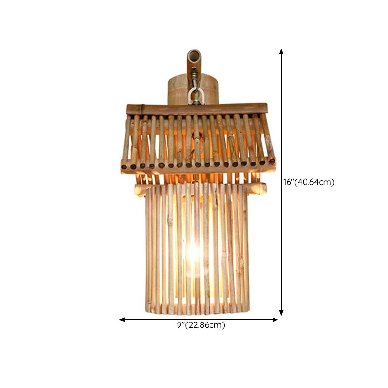 Geometric Wall Light Fixture Modern Bamboo 1 Light for Dining Room