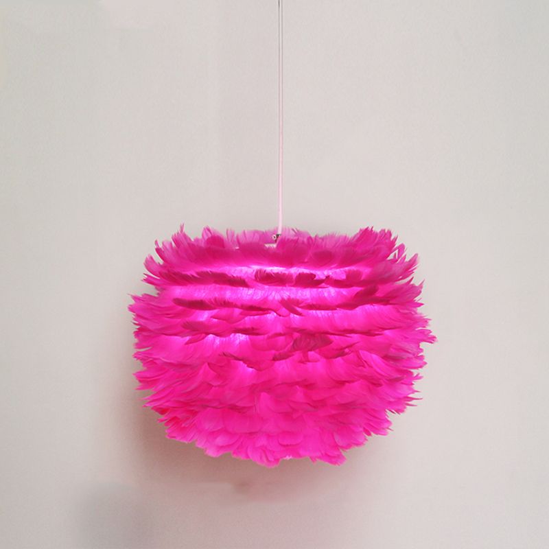Minimalist Round Pendant Lighting Fixture Feather Bedroom Ceiling Pendant Light