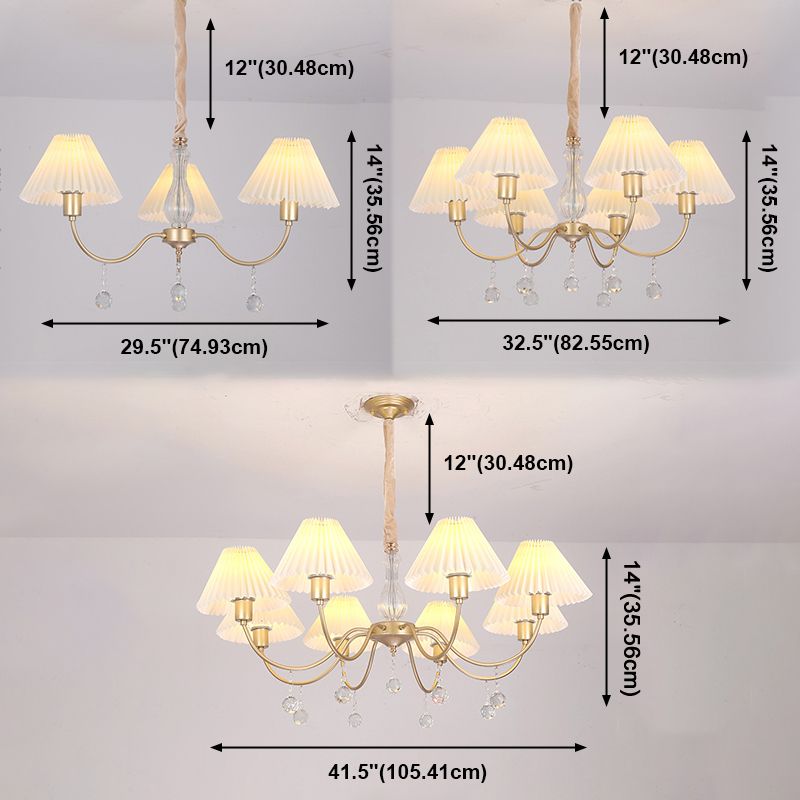 Éclairage de lustre à plusieurs têtes Lument de suspension de cône traditionnelle avec une teinte en tissu