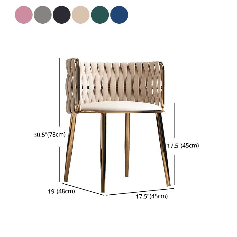 Scandinavian Armless Solid Back Chair Upholstered Fabric Dining Side Chair