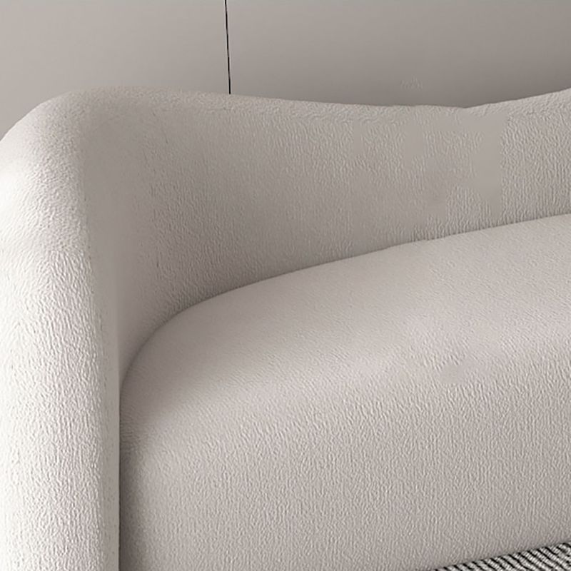 Scandinavian White Cushions Tuxedo Arm Living Room Curved Seating