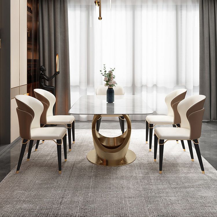 Luxurious Rectangle Dining Set 1/4/5/6/7 Pieces Sintered Stone Top Table Set