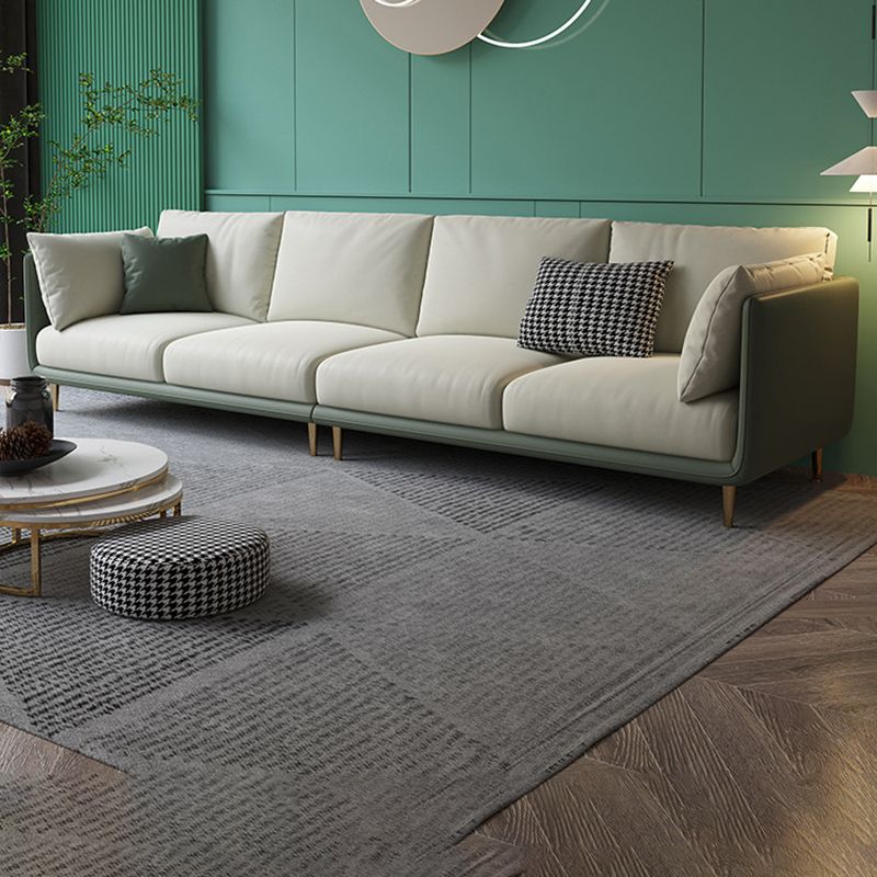 Contemporary Standard Sofa Set Square Arm Faux Leather Settee Couch