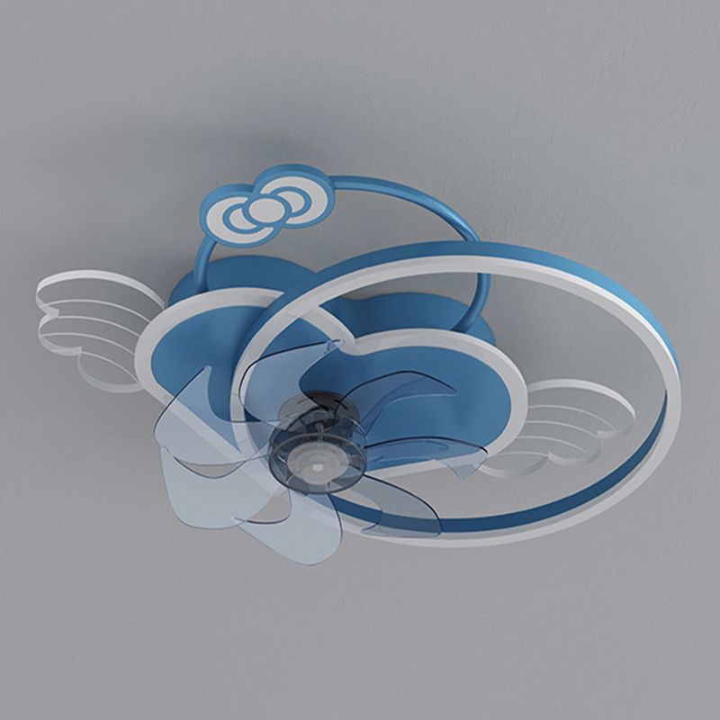 7-Blade Fan with Light Children Pink/Blue Ceiling Fan for Bedroom