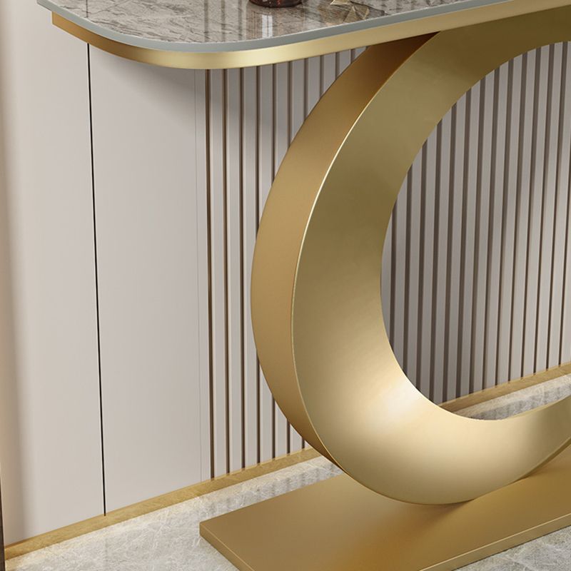 Abstract Metal Leg Half Moon Stain Resistant Console Table for Hall