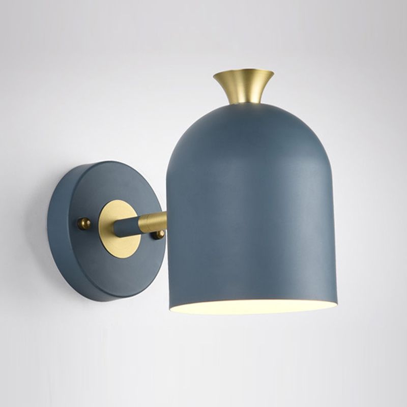 Macaron Style Wall Lamp 1-Light Wall Mount Lamp with Metal Shade for Bedroom