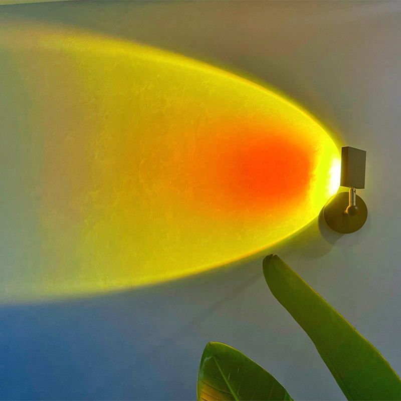 Minimalist Rectangular Sunset Light Aluminum Living Room LED Wall Lamp in Black