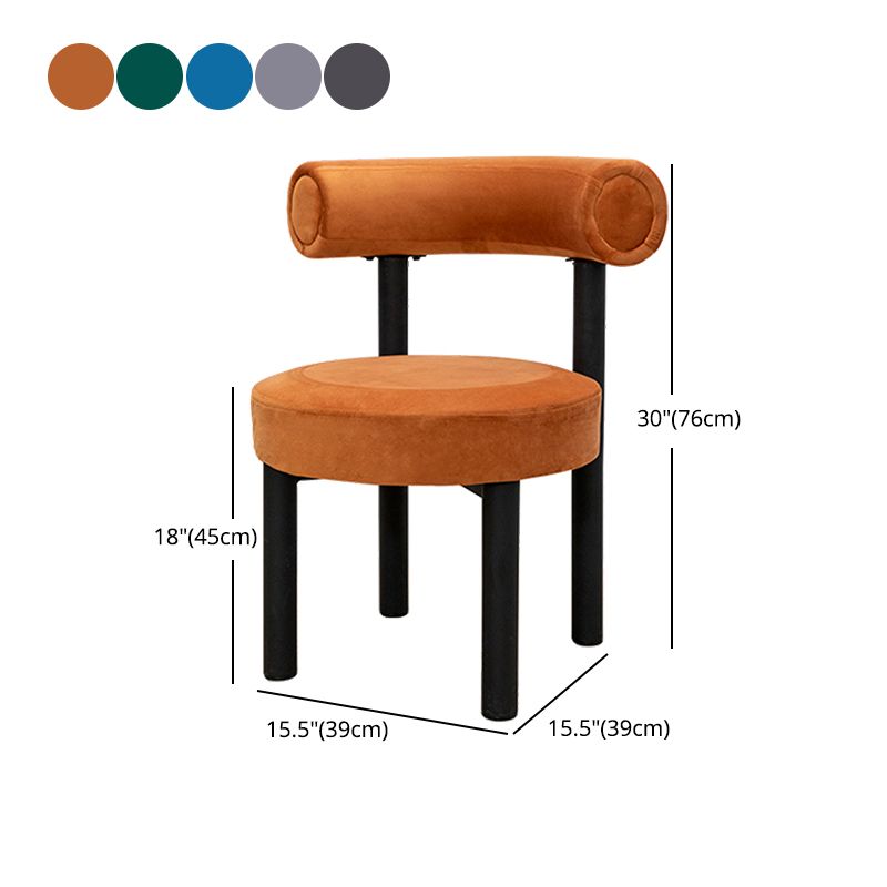 Silla de comedor de terciopelo contemporáneo, silla sin brazos de comedor de metal para uso en restaurantes