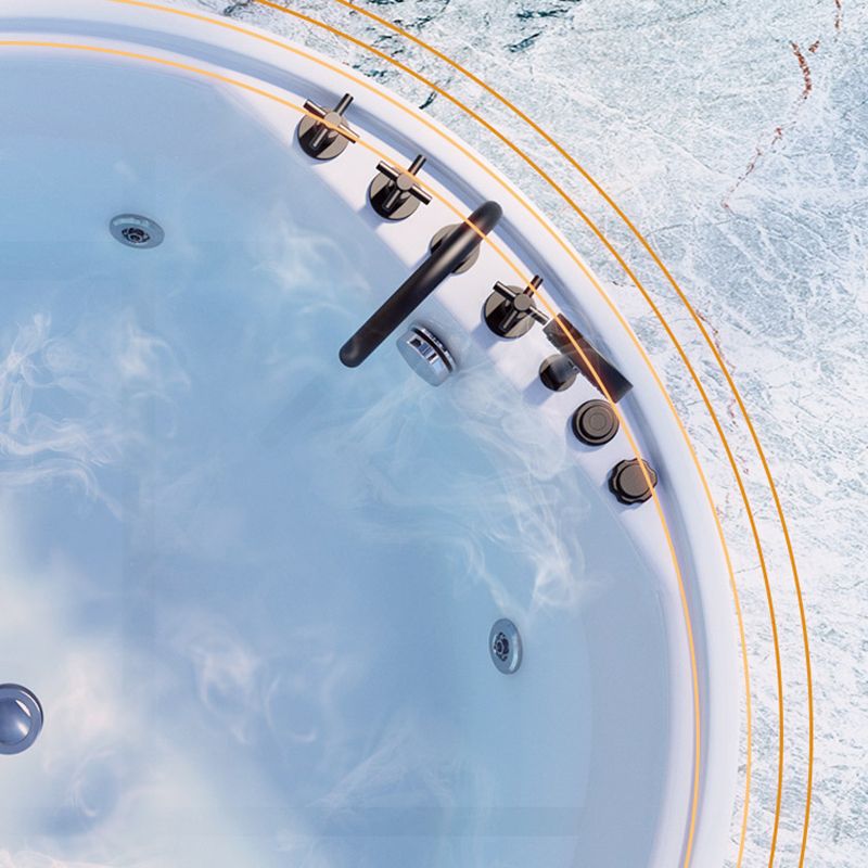 Round Freestanding Soaking Bathtub Modern Acrylic-Fiberglass White Bathtub