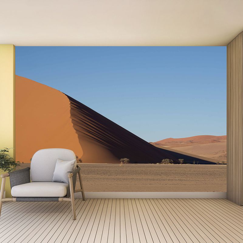 Yellow Desert Scenery Mural Moisture Resistant Wall Art for Sleeping Room