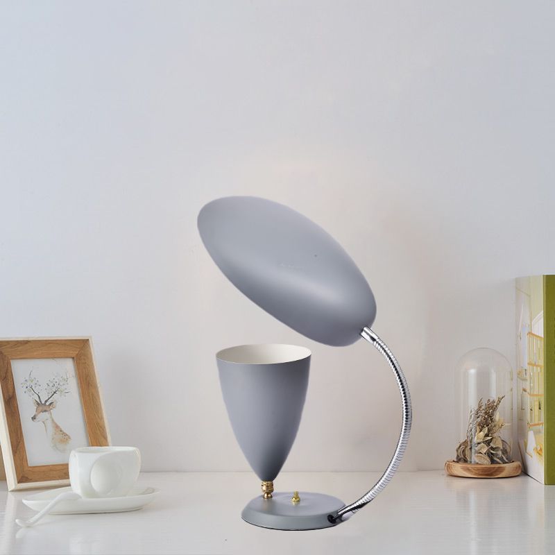 Iron Sharp Tongue and Cone Table Light Modern LED Reading Lamp in White/Black/Grey with Adjustable Arm