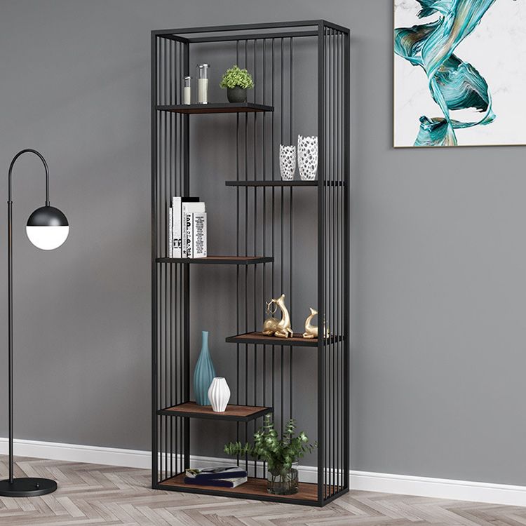 Modern Antique Finish Shelf Bookcase Metal Etagere Bookshelf with Shelves