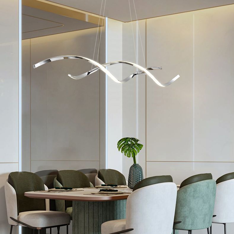 Metal Hanging Pendant Lights Contemporary Linear Hanging Lamps for Dining Room