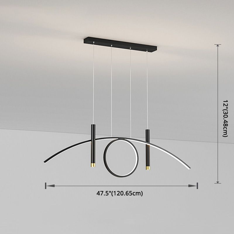 Luce isola lineare a LED acrilico in moderna luce a sospensione in ferro battuto per sala da pranzo
