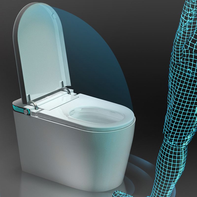 White Finish Elongated Floor Mount Bidet with Foot Sensor and Heated Seat