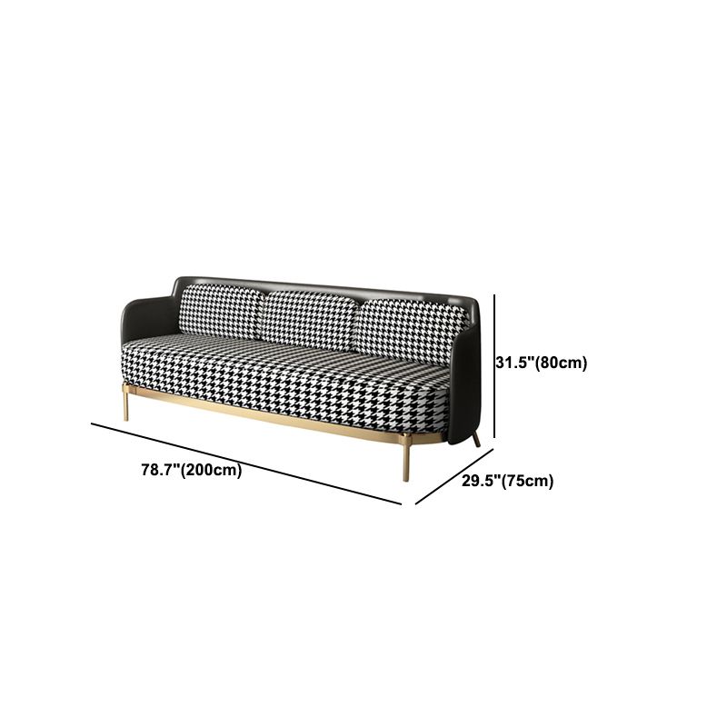 Contemporary Faux Leather and Linen Sofa Sloped Arm Standard Sofa