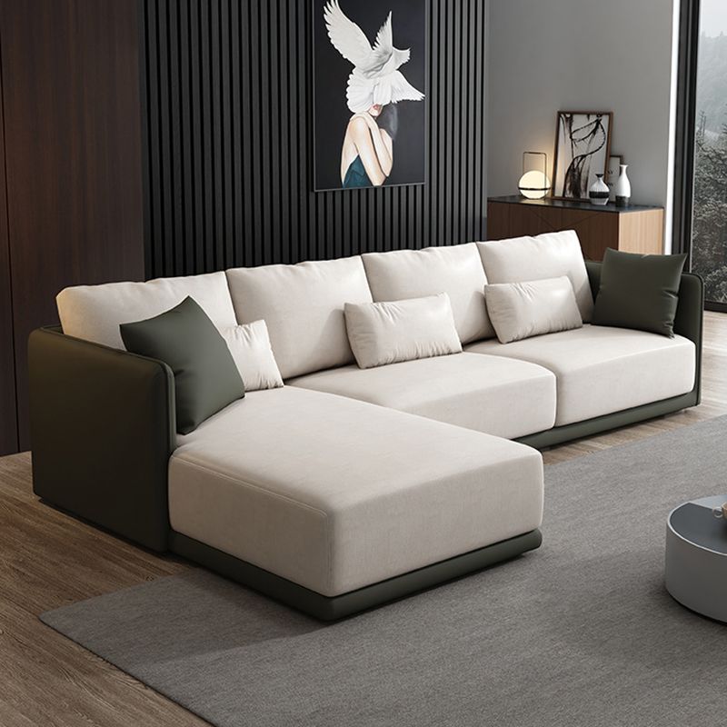 Faux Leather Sectional/Sofa with Pillow Back and Square Arms