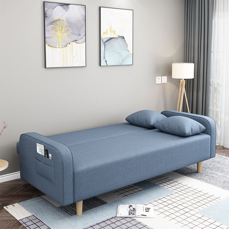 Sofá de tela moderna convertible patas de madera brazo cuadrado 2/3 plazas sofá