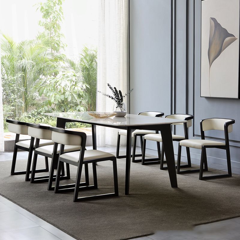 Open Back Kitchen Dining Chairs Upholstered Chairs with Solid Wood Base