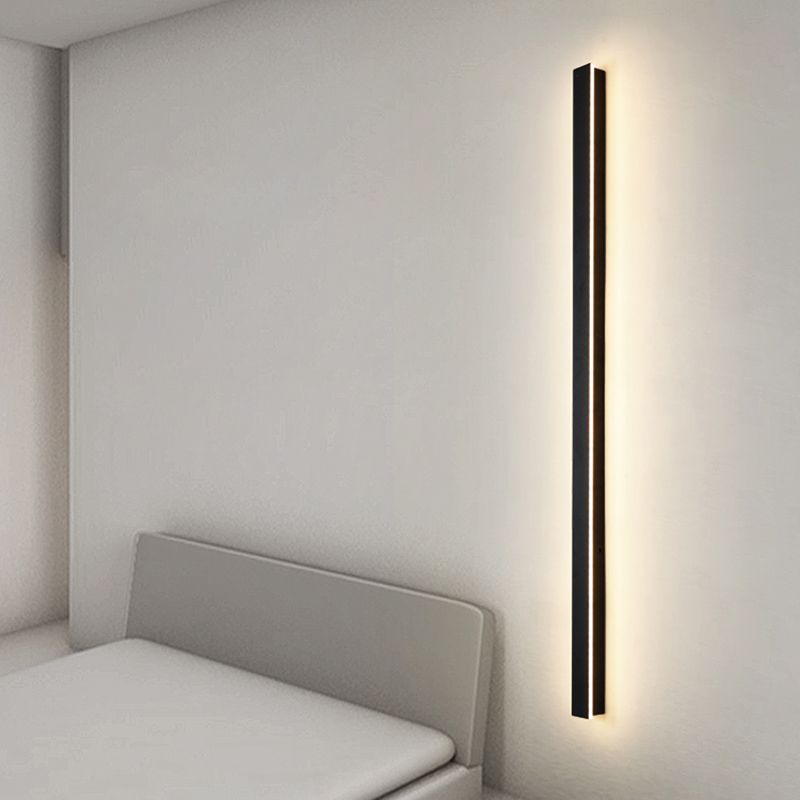 Black Rectangle Shape Metal Acrylic Wall Line Light Fixture Postmodern Style LED Indoor Wall Sconce