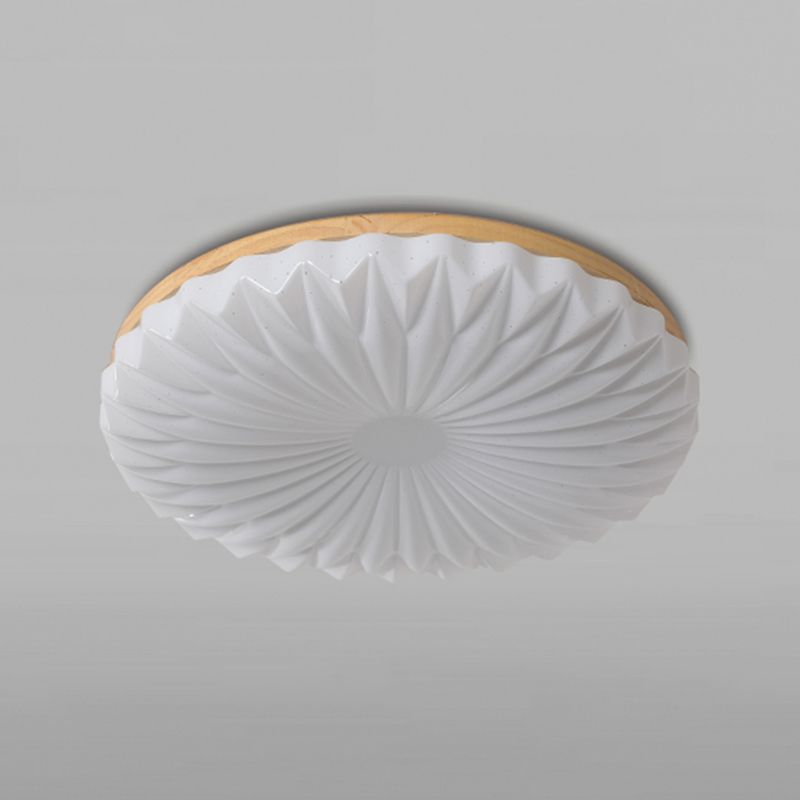 Modern Wood Flush Mount Lamp Acrylic Shade Flush Mount Ceiling Fixture for Bedroom