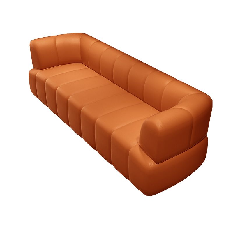 Faux Leather Recessed Arm Sofa Contemporary Standard Sofa for Living Room