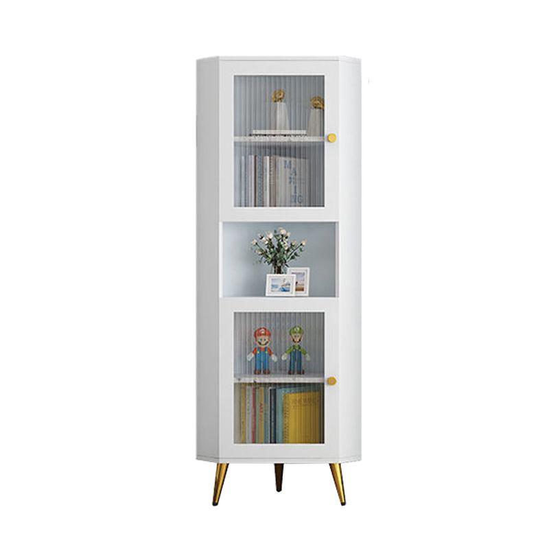 Contemporary Storage Cabinet with Shelf and Glass Doors Triangle Cabinet