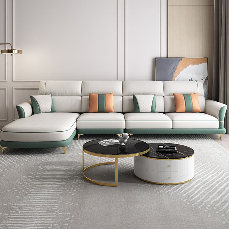 Glam 38.18 " H Faux Leather Flared Arm Sofa & Chaise for Living Room