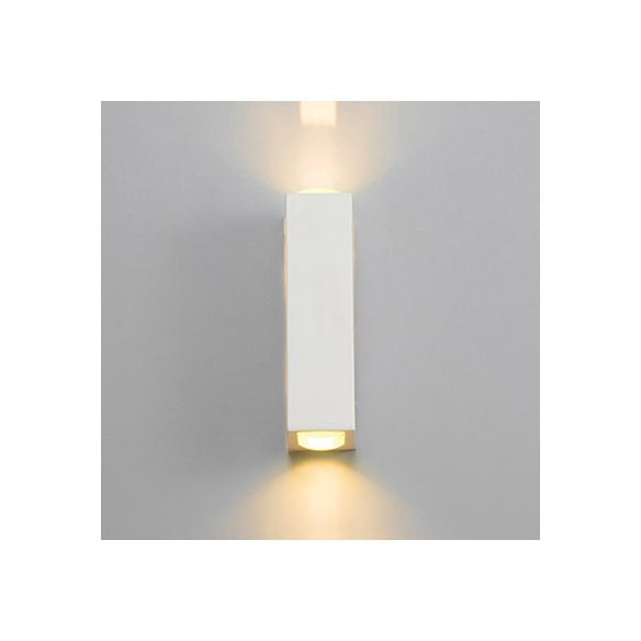 Aluminum Rectangle Wall Mounted Light Contemporary 2-Light White Wall Sconce for Bedroom, Warm/White Light