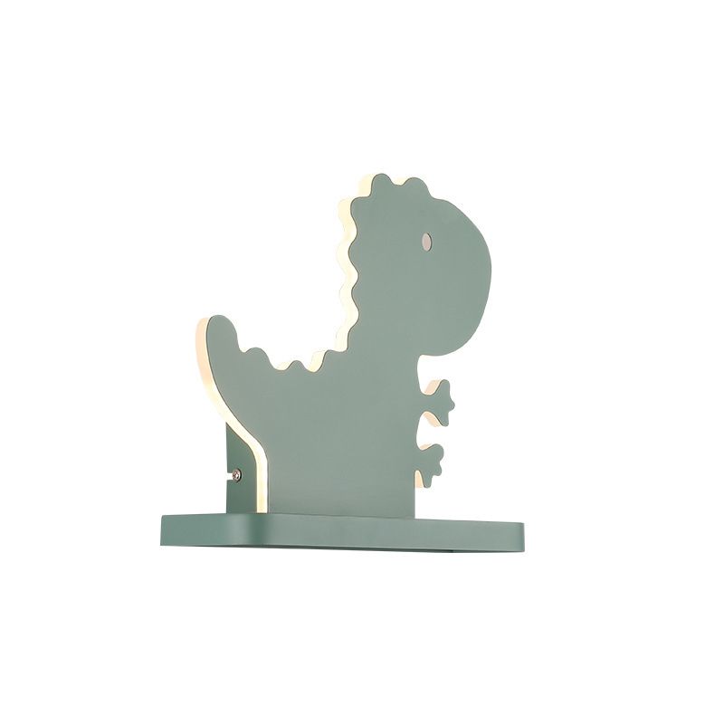 Green Dinosaur Metal Wall Sconce LED Wall Mounted Light Fixture for Child Room