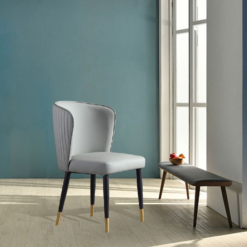 Orange and Gray Dining Chairs Glam Faux Leather Armless Side Chair