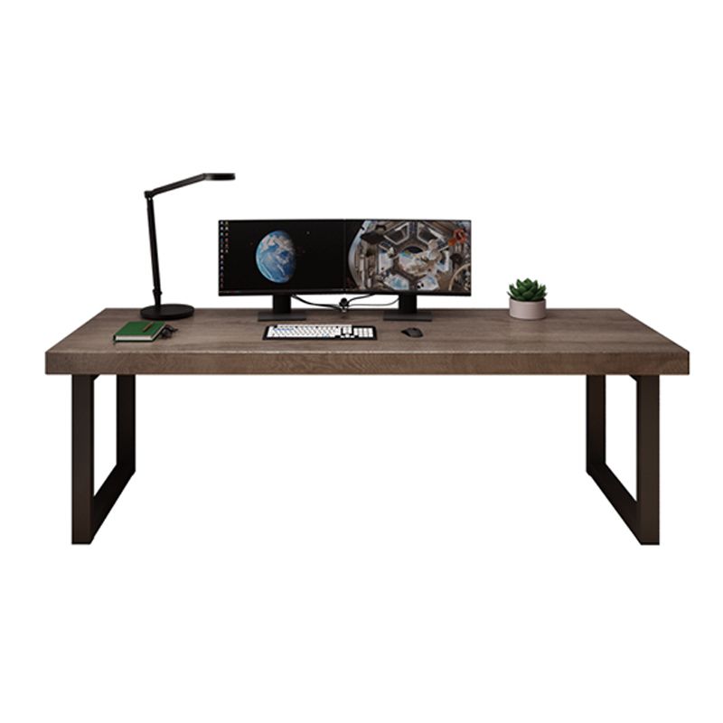 Industrial Solid Wood Computer Desk Sled Base 29.53" Tall Gaming Desk