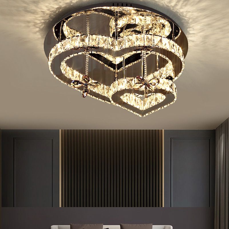 Corazón contemporáneo Flush Lighting Crystal 2 Luz de techo de luz de luz