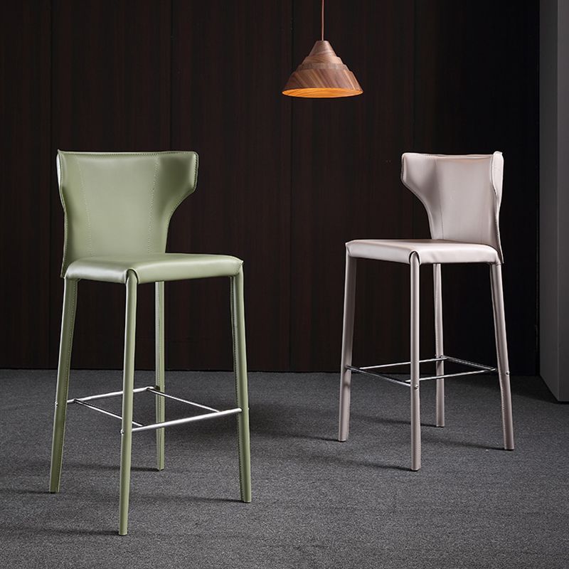 Glam Leather Counter Height Stools Low Back Bar Stools for Indoor