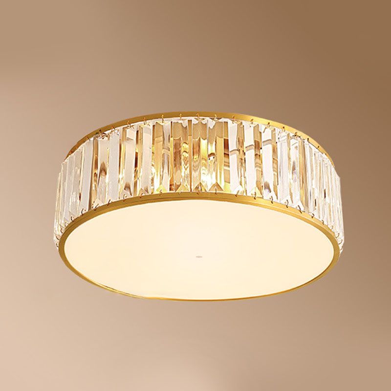 Copper Gold Ceiling Light in Colonical Luxury Style Crystal Circular Flush Mount for Interior Spaces