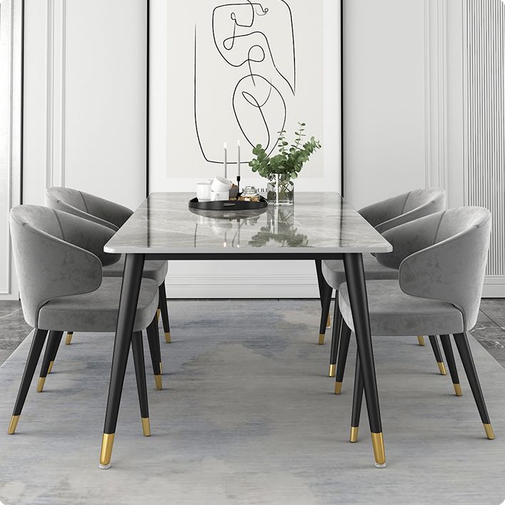 Glam Gray Sintered Stone Dining Table Set 1/4/5/7 Pieces Dining Set