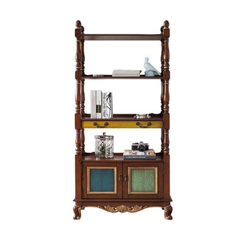 Industrial Rubberwood Chest with Doors Storage Cabinet with Shelves