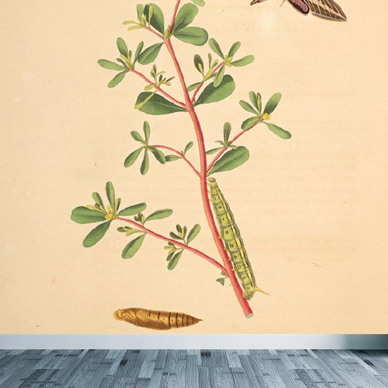 Extra Large Botanical Mural Beige Non-Woven Wall Art for Home Decor, Personalised