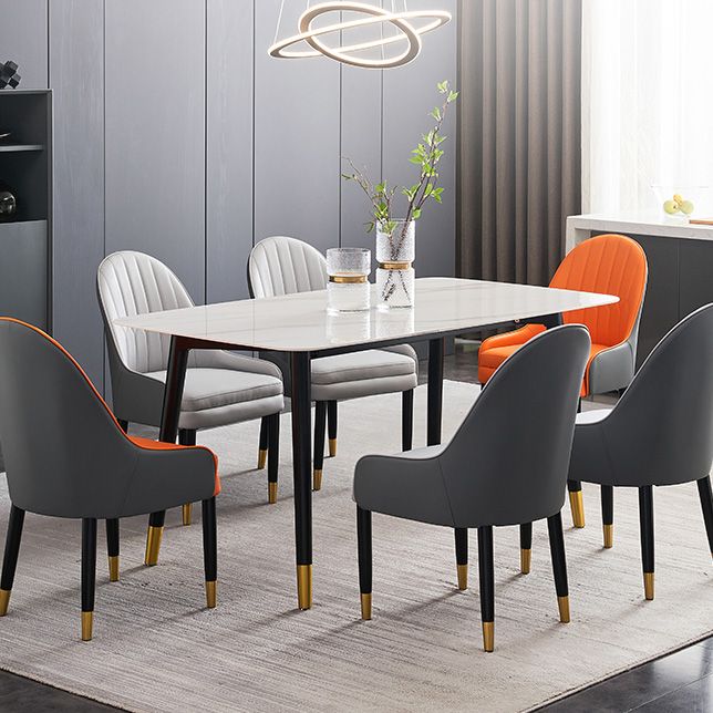 Rectangle Shape Luxury Dining Table Two-Color Fixed Table with Sintered Stone