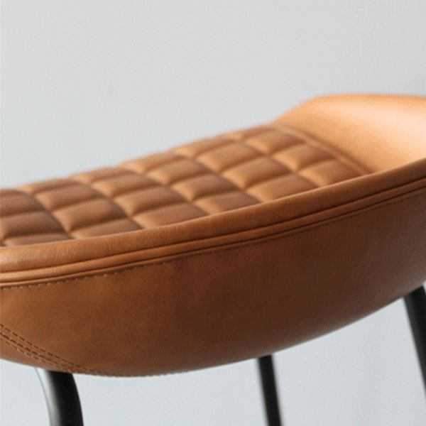 Matte Finish Footrest Upholstered Low Back Stool Industrial Home Leather Stool