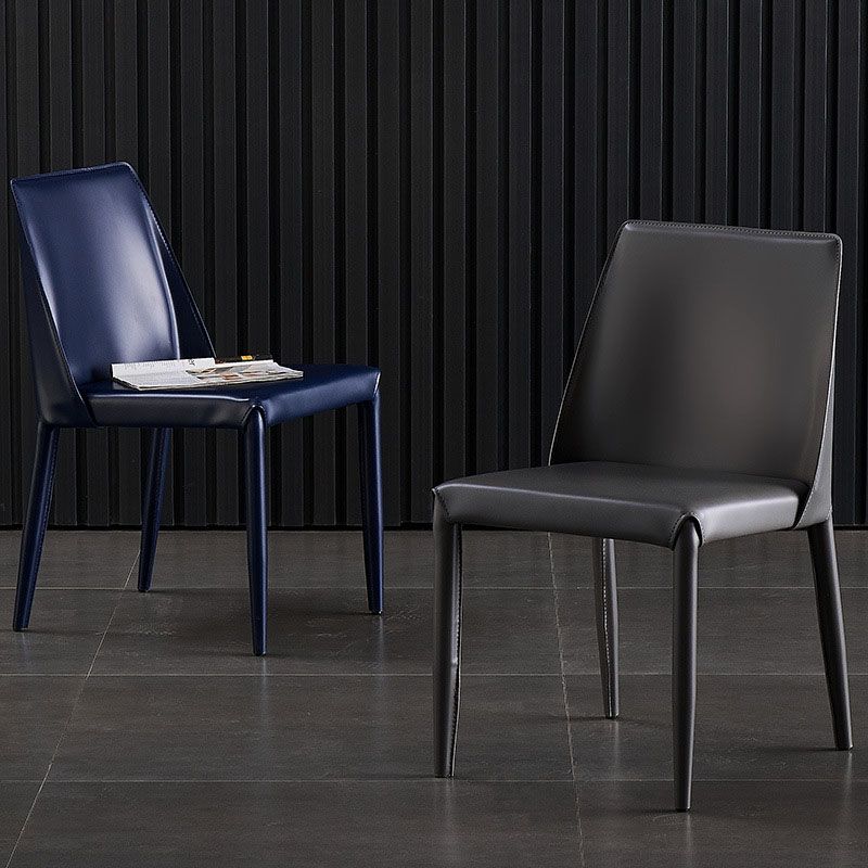 Contemporary Leather Chairs Set Kitchen Dining Room Solid Back Side Chair